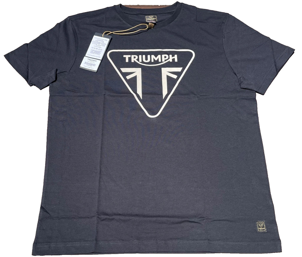 Triumph T-Shirt Mens Large Helston Jet Black Graphic Logo Cotton Short Sleeve