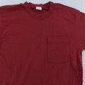 Vintage 90s Blank Burgundy Fruit of the Loom Pocket Shirt Mens Small USA Tee