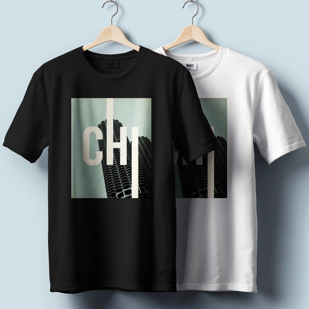 Chicago Skyline T-Shirt – CHI Cityspace Graphic | Unisex Heavy Cotton