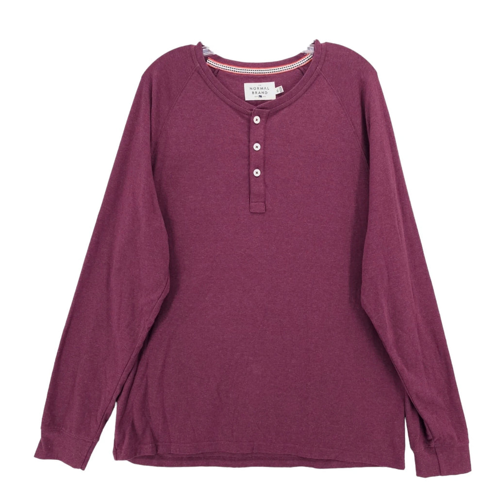 The Normal Brand Henley Long Sleeve Shirt Maroon Red Size XL