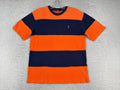 Polo Ralph Lauren Shirt Youth Medium Blue Orange Stripe Crew Neck 100% Cotton