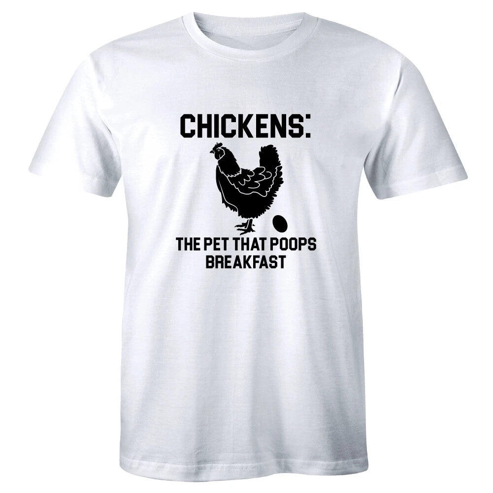 Chickens The Pet That Poops Breakfast Men's T-Shirt Funny Farm Animal Egg Tee