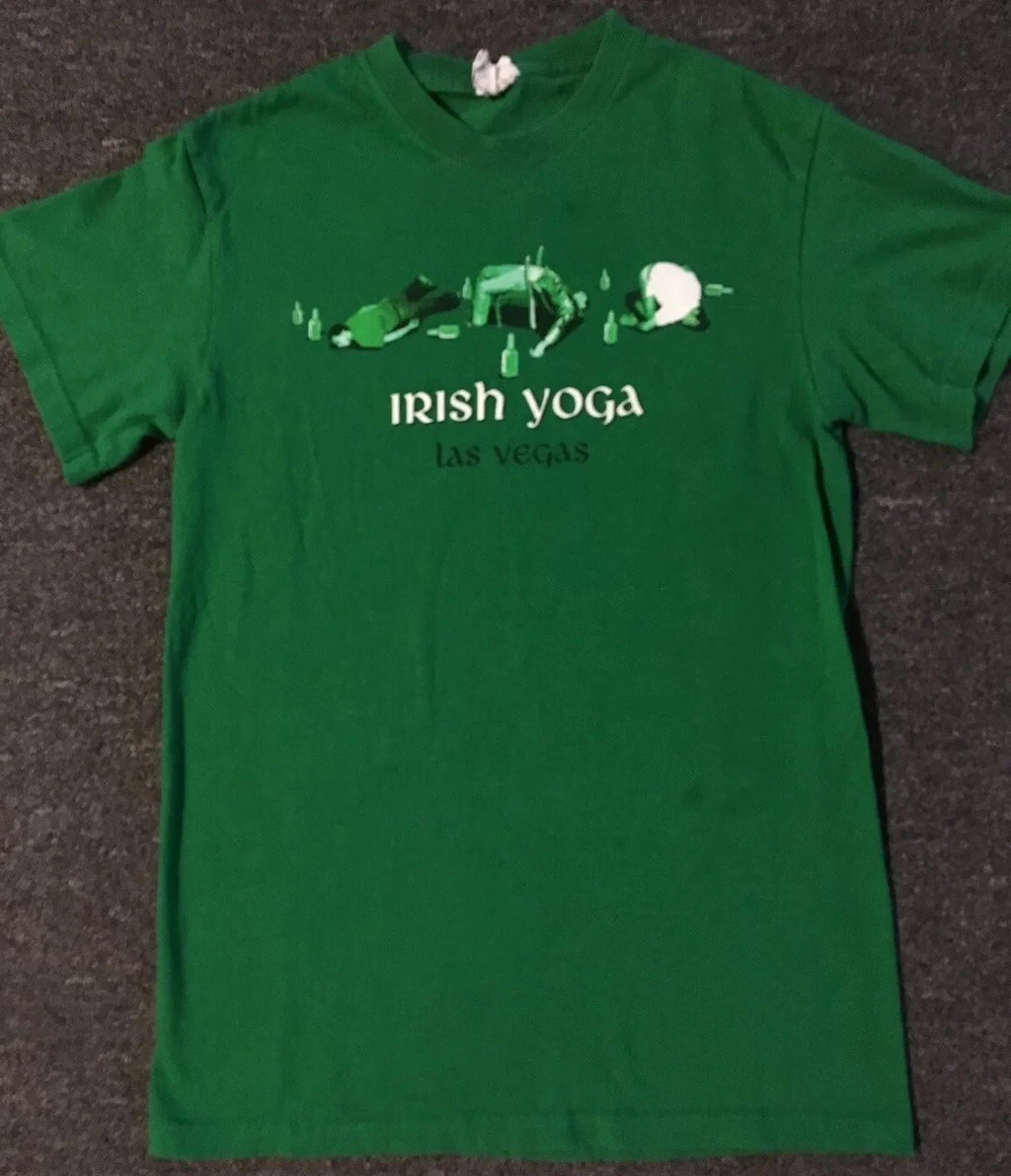 Vtg Las Vegas Irish Yoga Shirt S Drinking Funny Joke Strip Casino Beer MGM 90s