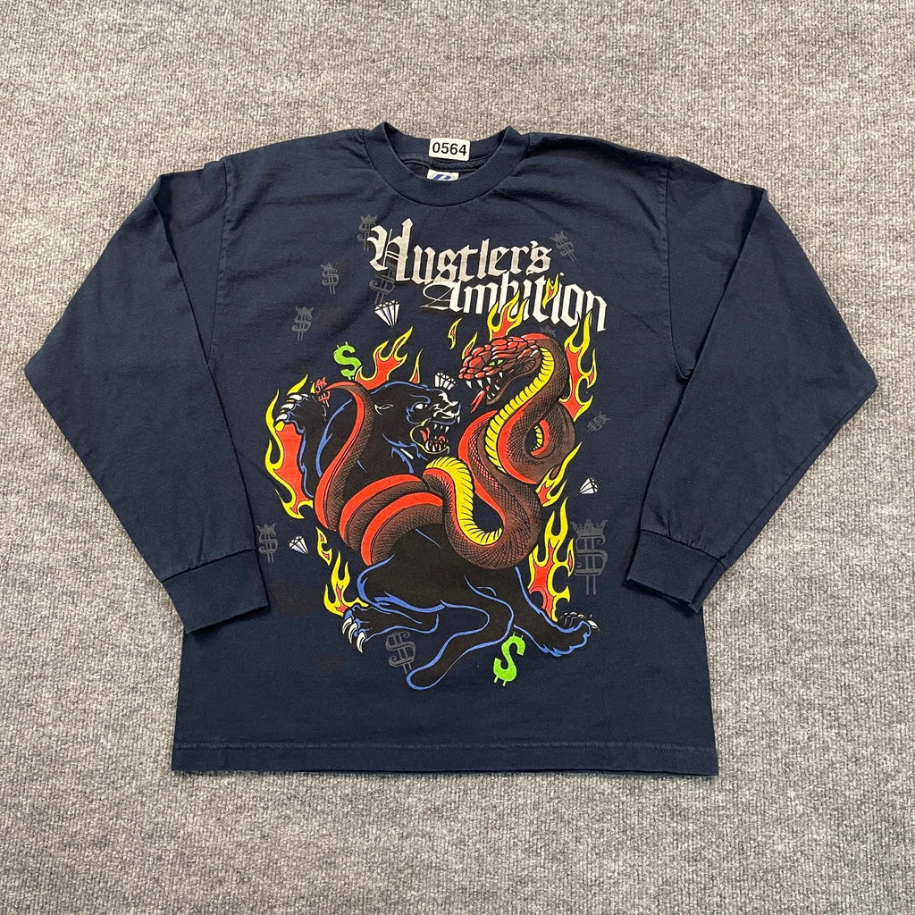 Vintage Hustler's Ambition Panther Snake Shirt Medium 19x24 Blue