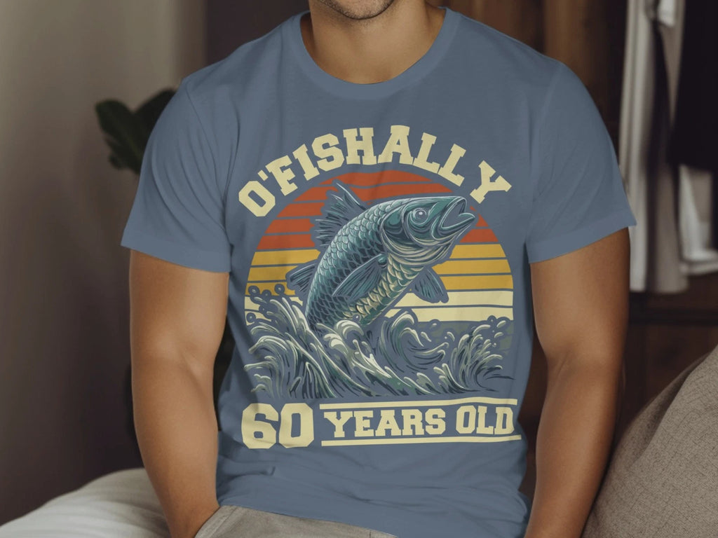 Personalised Ofishally Birthday T Shirt Any Age Year Fishing Gift Gildan Soft
