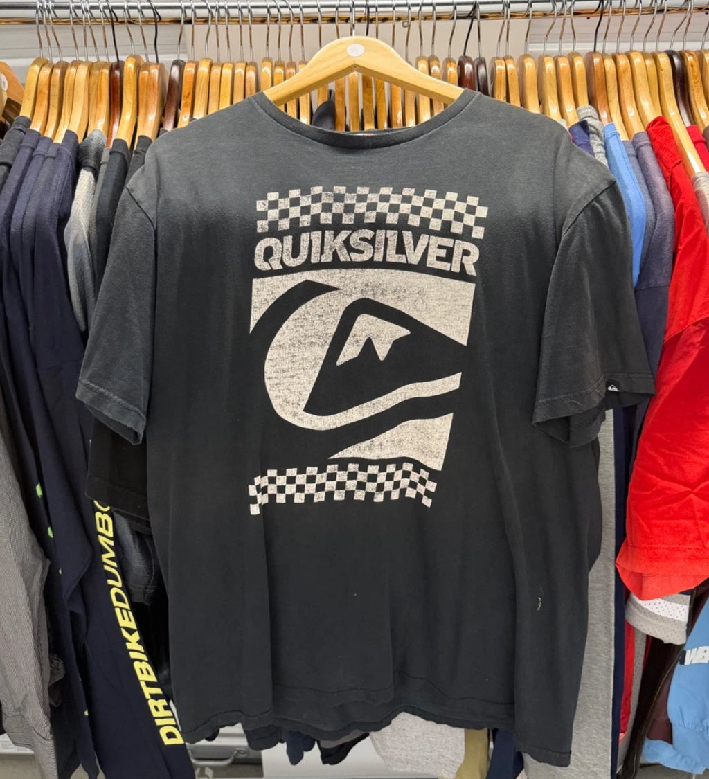 Vintage Quicksilver Shirt Mens Size - Large Black Faded Logo Surf Skater Grunge