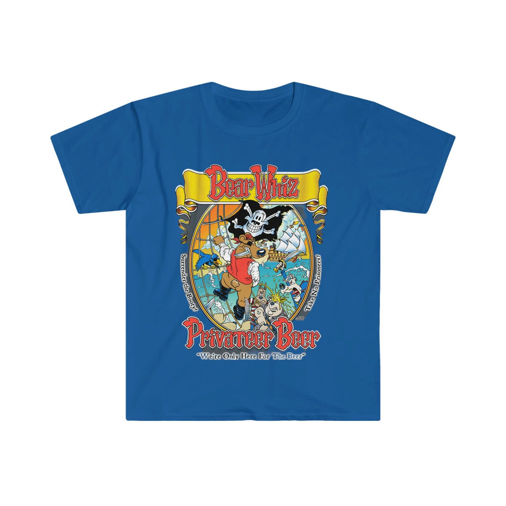 Soft Cotton T-Shirt. Bear Whiz Privateer Beer.