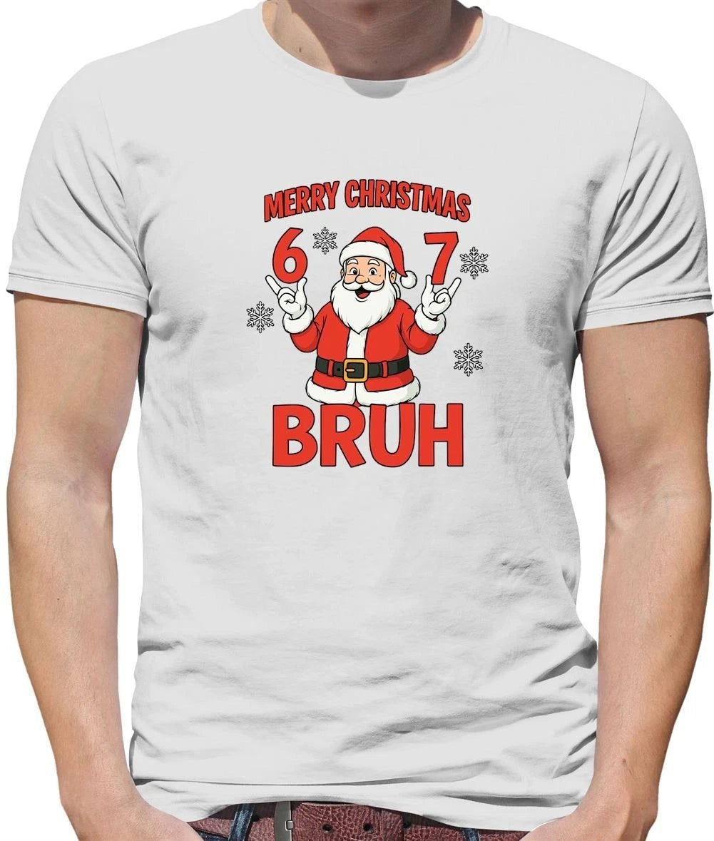 Merry Christmas Bruh - Men's T-Shirt - Six Seven 6 7 Meme Brainrot Funny Christmas