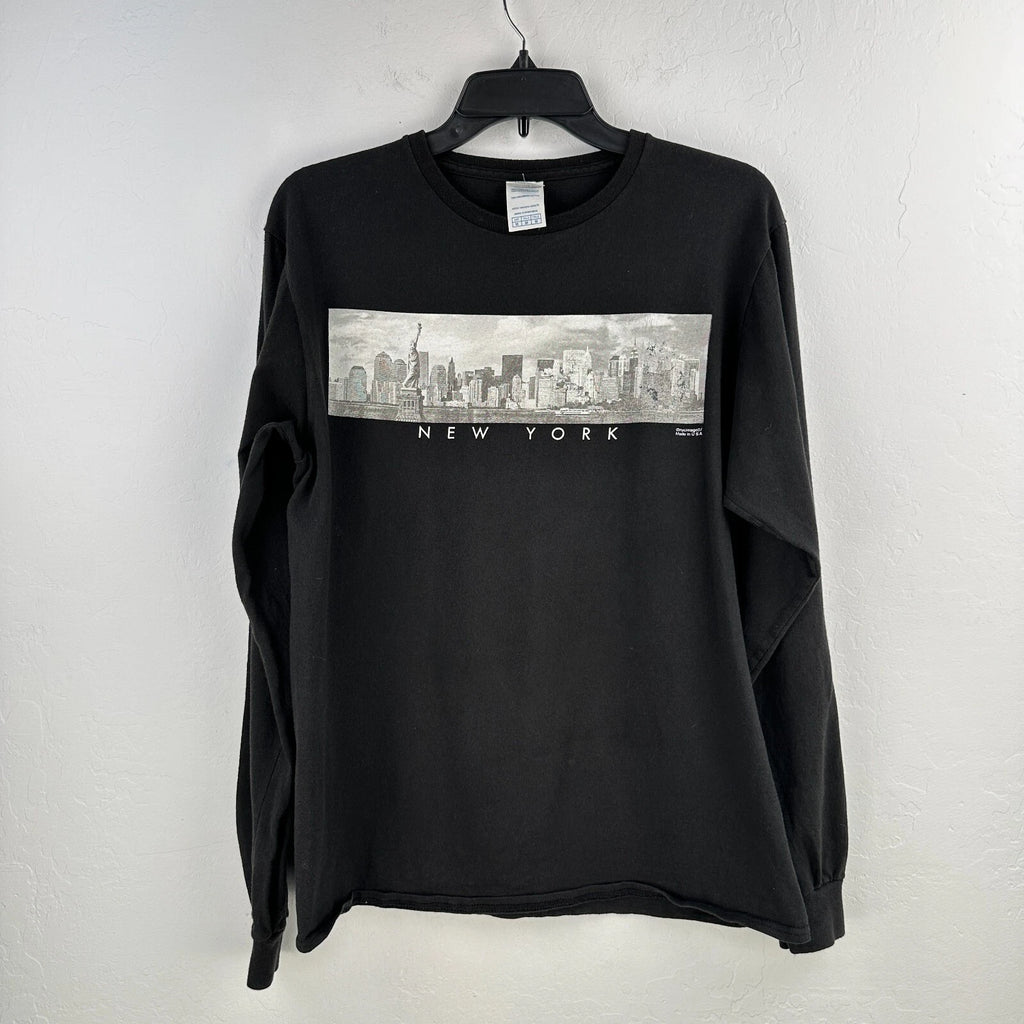 New York City Skyline Tshirt Mens M Black Tourism Hometown Streetwear Art Modern