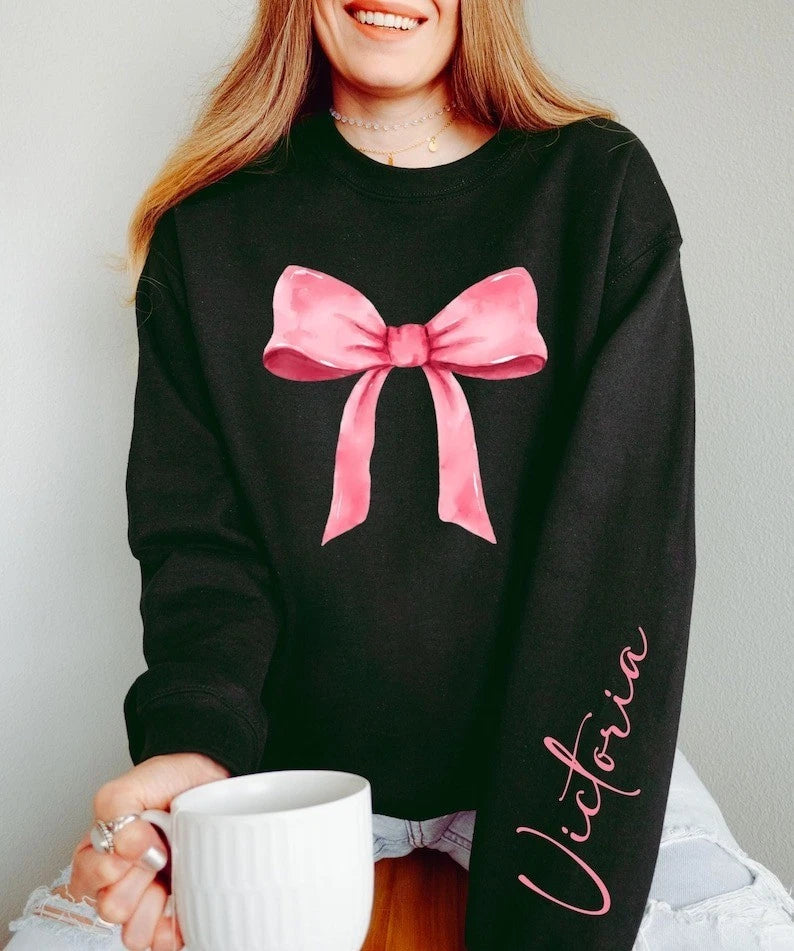 Custom Name Sweatshirt Coquette Aesthetic Bow | Valentines Day Gift