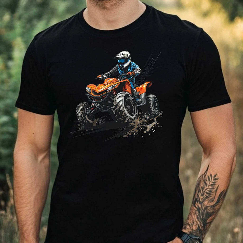 Mens Quad Driver Motif Cotton T-Shirt Size XS to 5XL