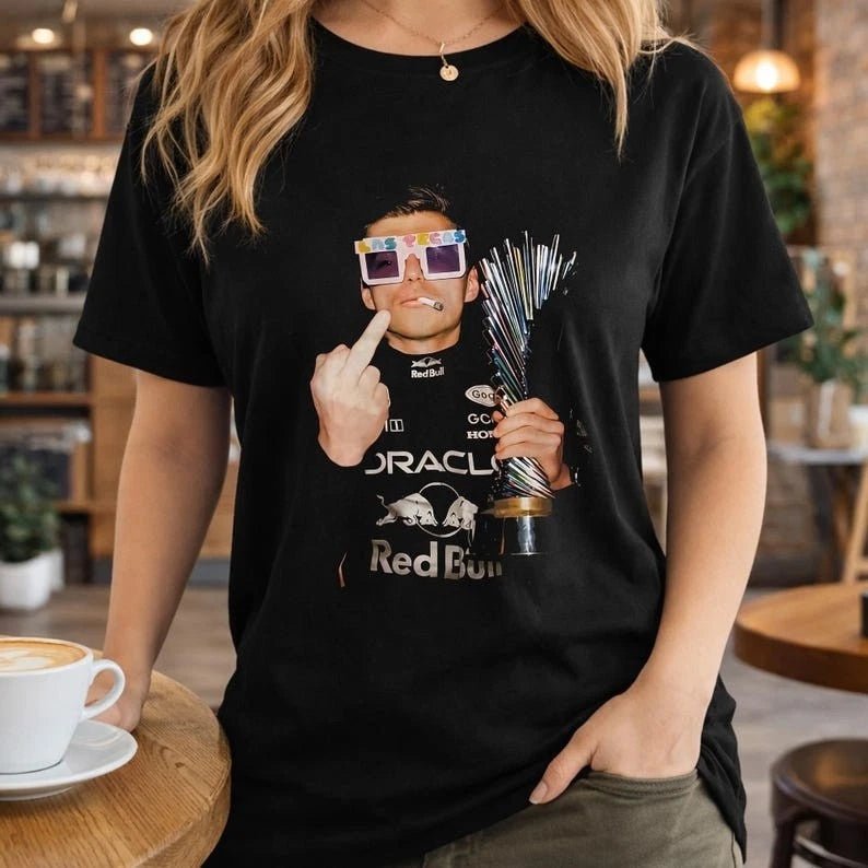 Max Verstappen Middle Finger Las Vegas GP Shirt ,Retro Distressed Graphic Tee