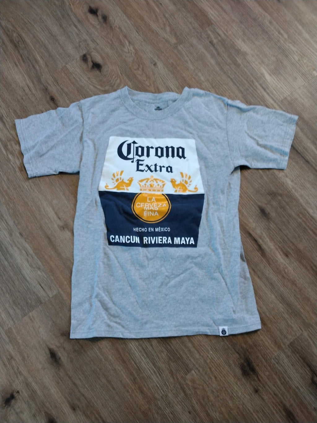 Men's Corona Extra Beer Shirt Small Grey Blue Shirt Cancun Riviera Maya Dragons