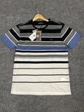 Navy Sail Shirt Mens 2XL Tee Striped Color Block Short Sleeve Slim Handmade N30