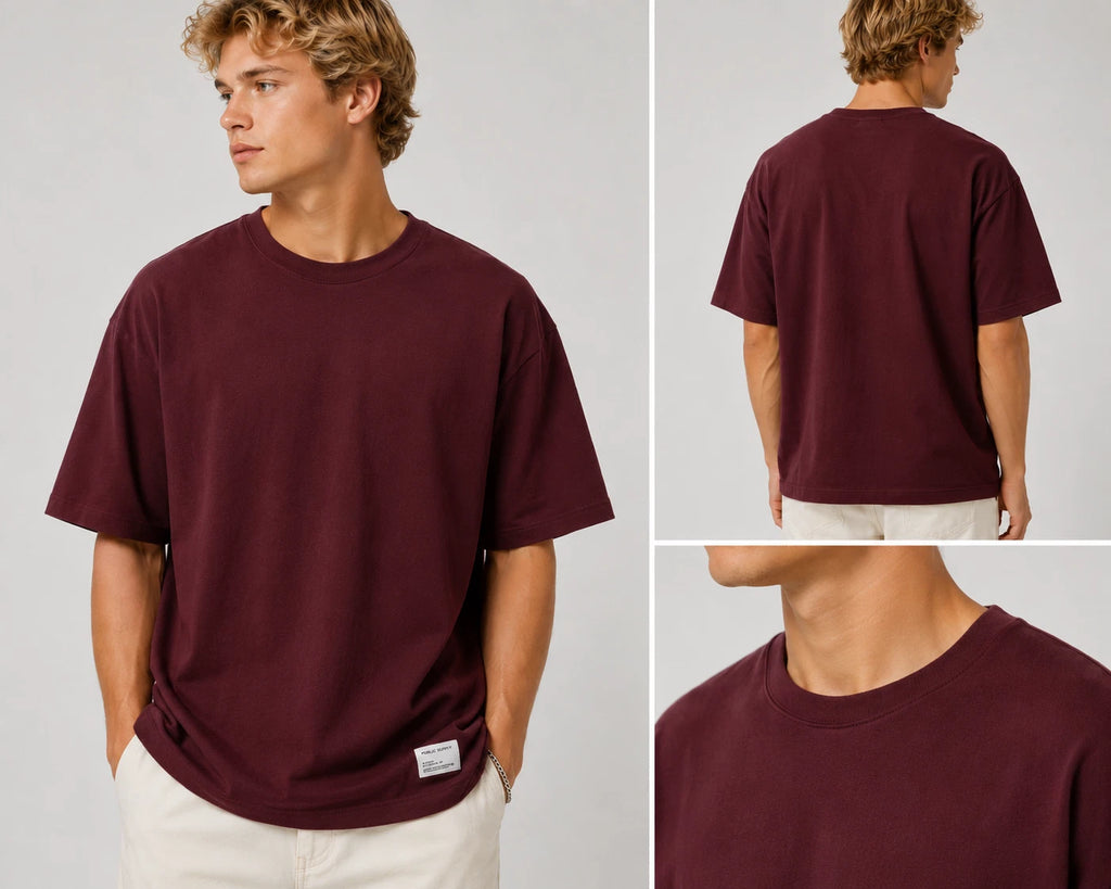 Public Supply Oversize Fit T-Shirt Men's Medium Burgundy NWT Crew Neck