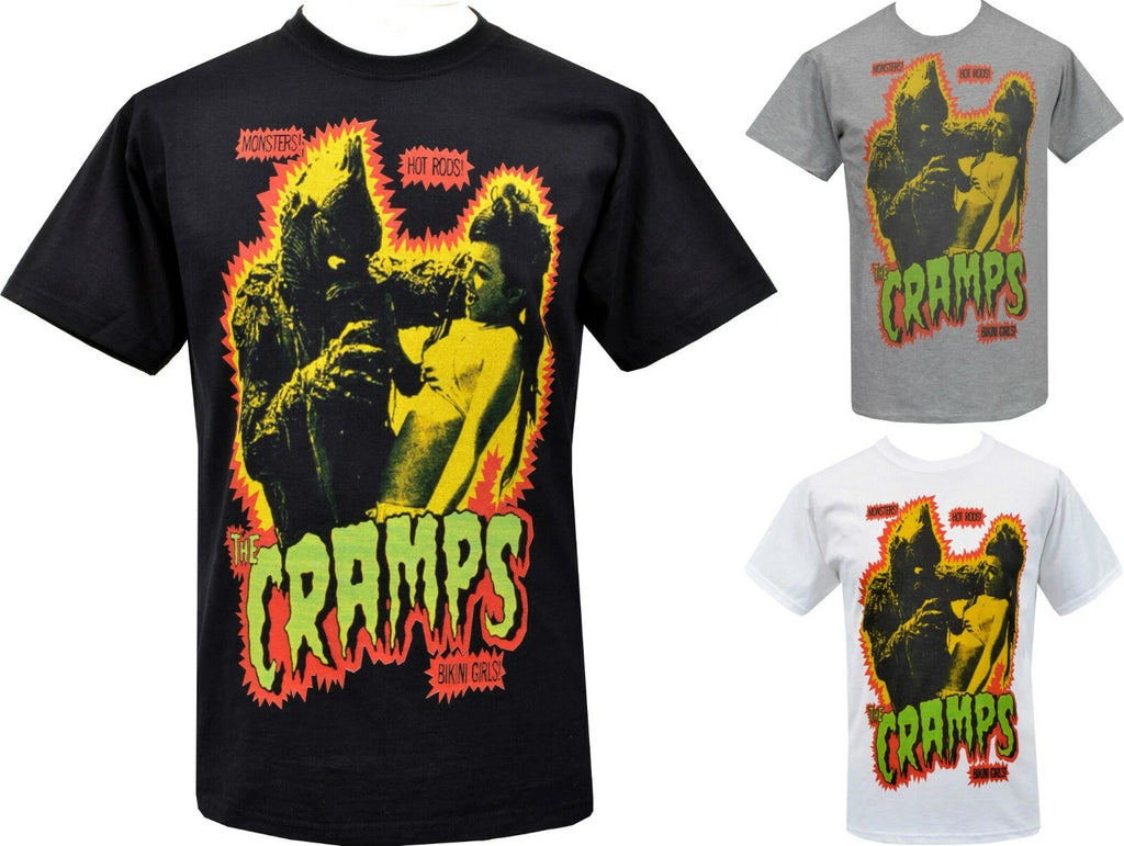 The Cramps Mens PSYCHOBILLY T-Shirt BIKINI GIRLS Creature Black Lagoon HORROR