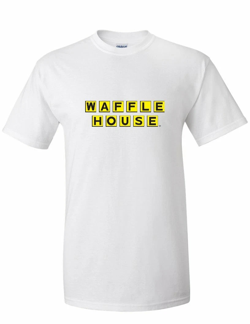 WAFFLE HOUSE Vintage logo Tee Shirt FUNNY Cool Food White Cotton T-shirt