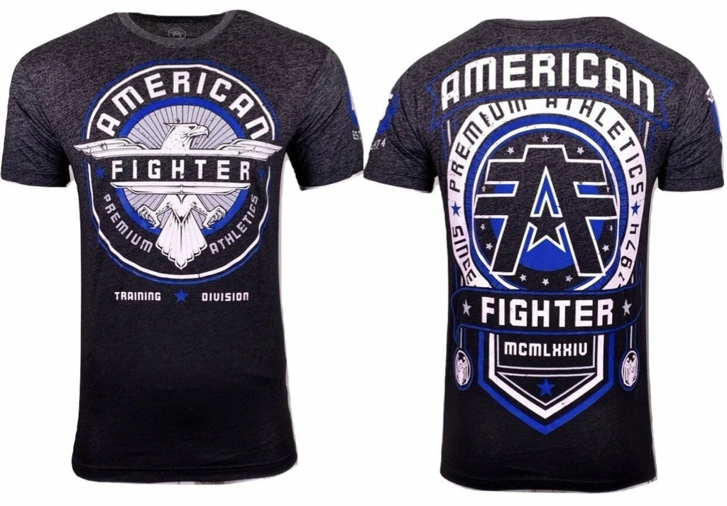 AMERICAN FIGHTER Men's T-Shirt BROCKPORT MOCK TWIST Athletic Biker S-3XL