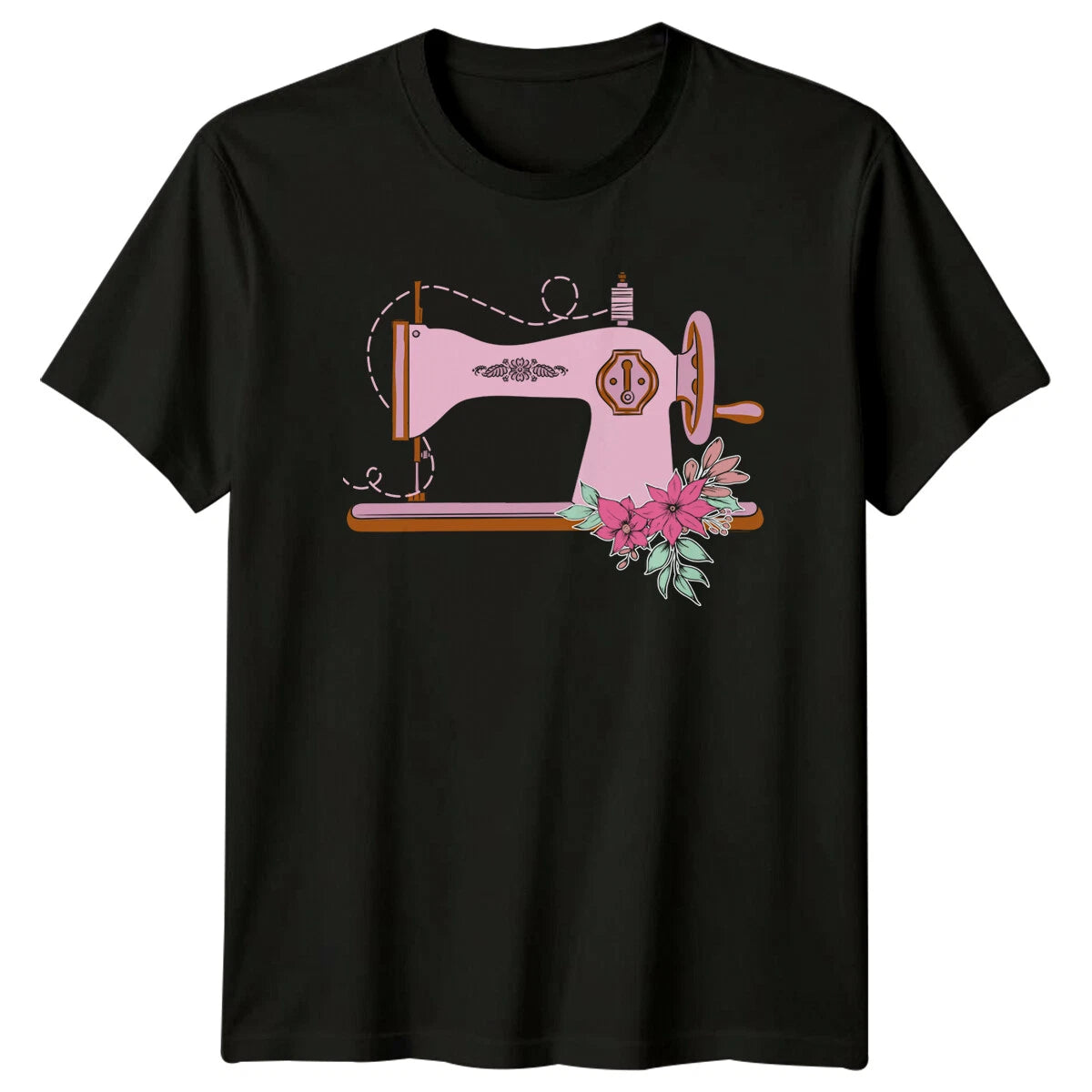 Vintage Sewing Machine Floral Quilting Hobby T-Shirt