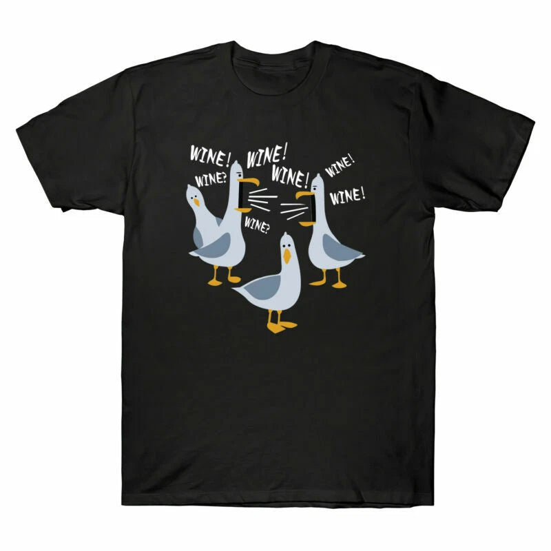 Lovers Wine Men's Wine! For Seagulls T-Shirt Cotton Funny Gift Wine? Wine!