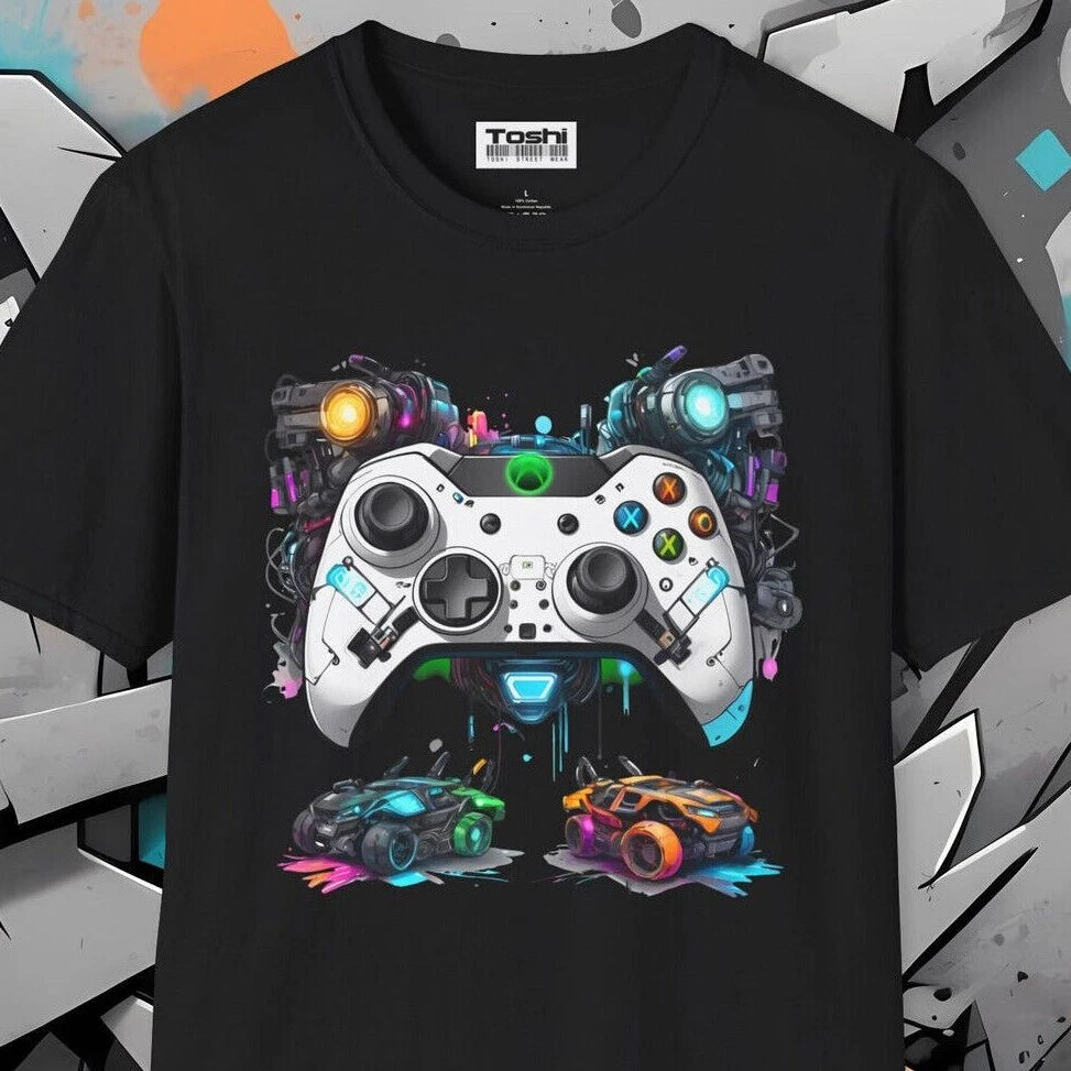 Futuristic Gamer Tee Unisex Adult T-Shirt Graffiti-Style Gaming Controller  ogx