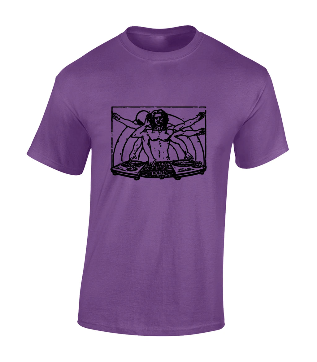 VITRUVIAN DJ MENS T SHIRT COOL MUSIC DJ DESIGN GIFT IDEA 90'S HOUSE MUSIC RAVE