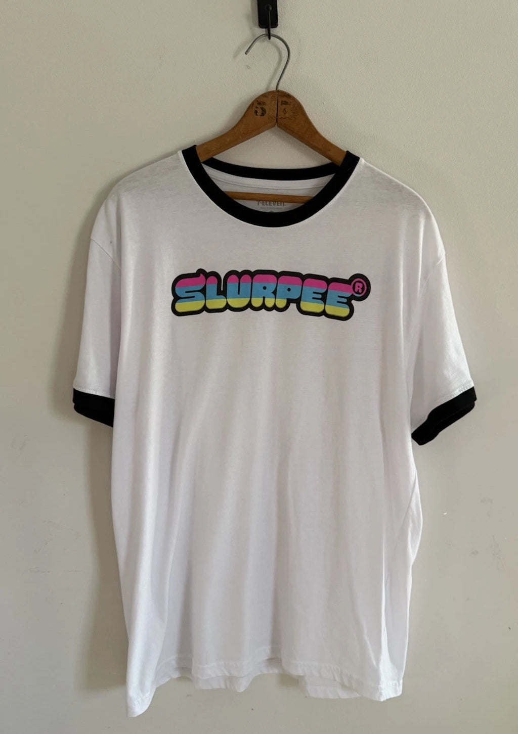7 Eleven Slurpee Ringer T-shirt Neon Rainbow Retro Adult L Streetwear Skater