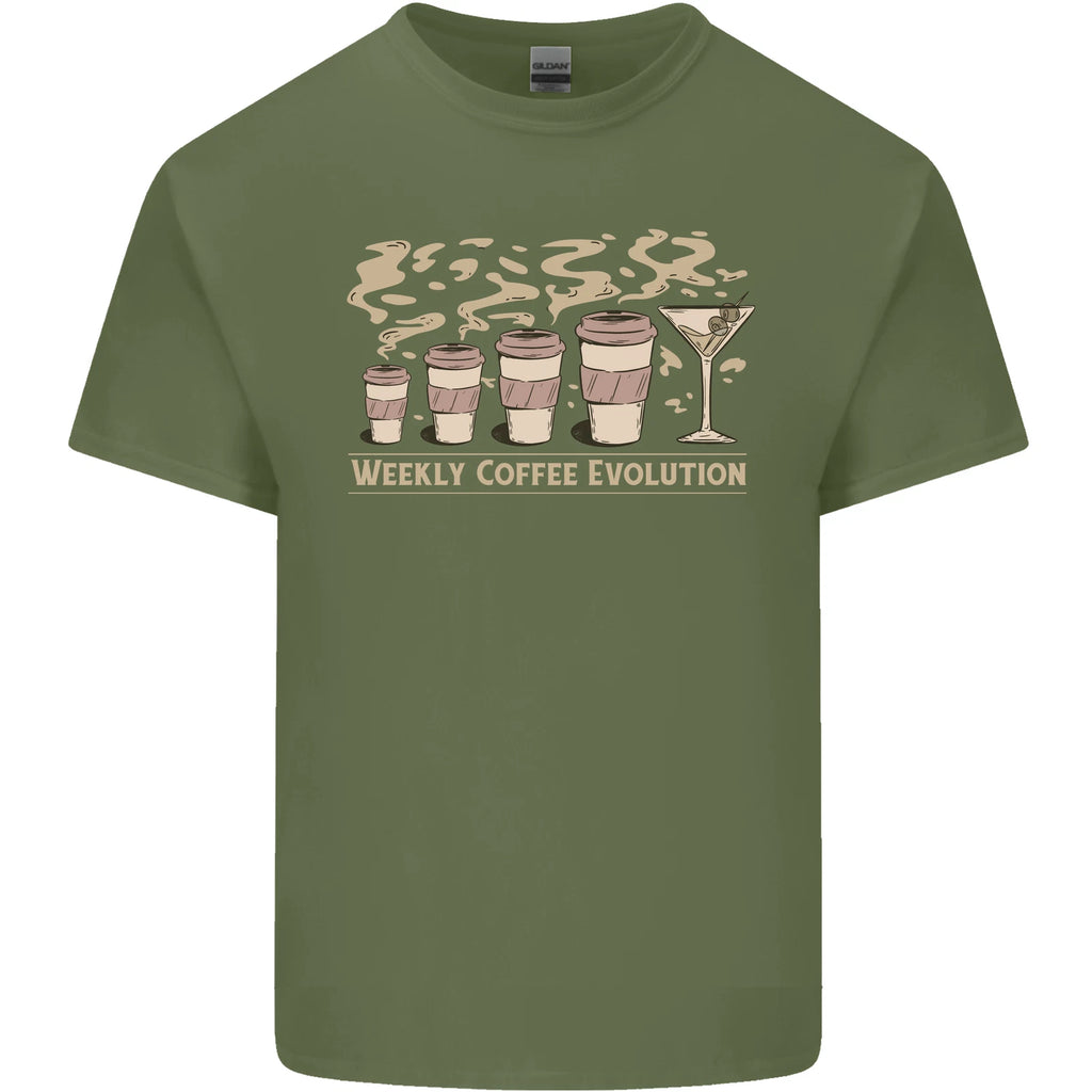Funny Weekly Coffee to Alcohol Evolution Wine Mens Light Cotton T-Shirt