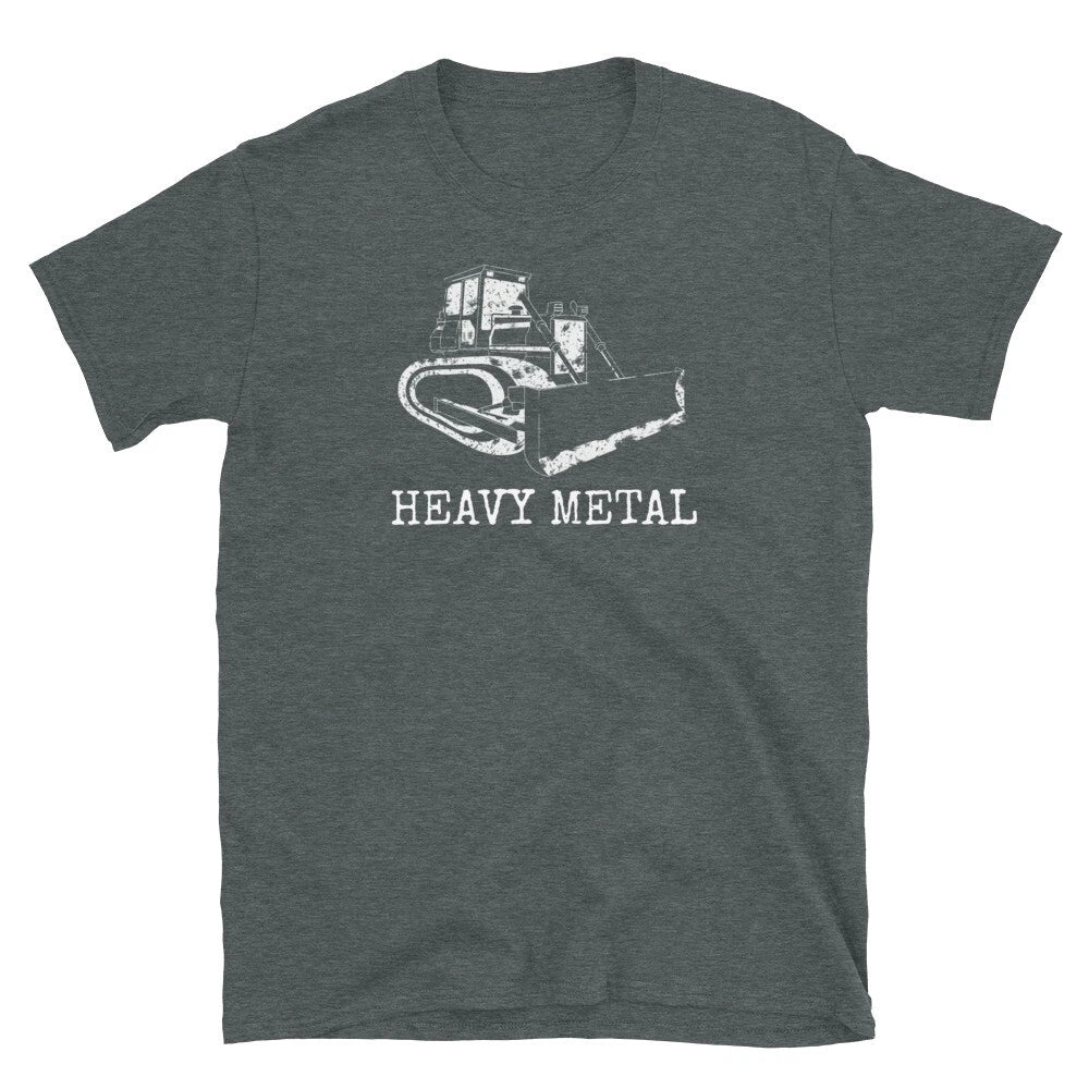 Heavy Metal Dozer Digger Funny Cute Backhoe Bulldozer  White T-shirt