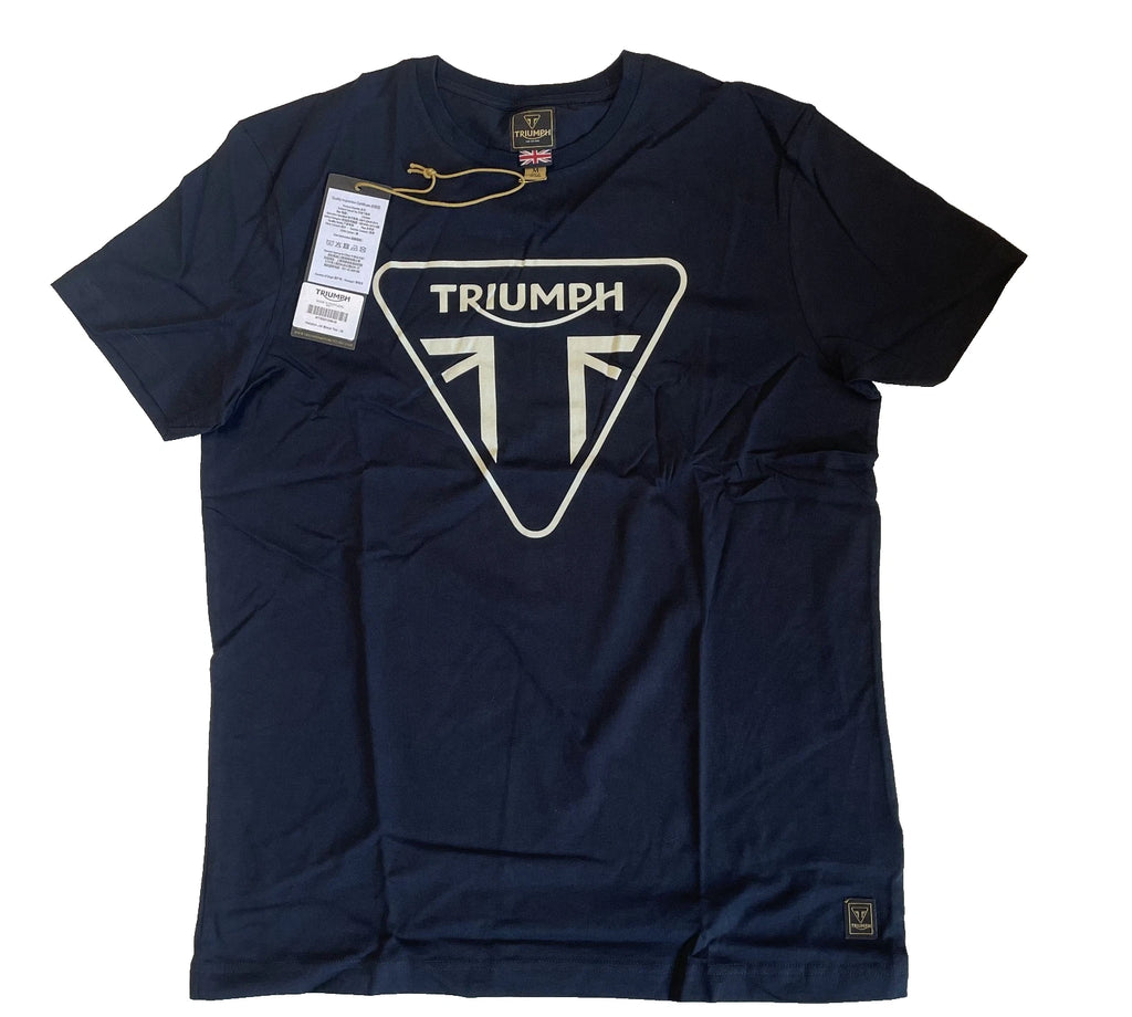 Triumph T-Shirt Mens Medium Helston Jet Black Graphic Logo Cotton Short Sleeve