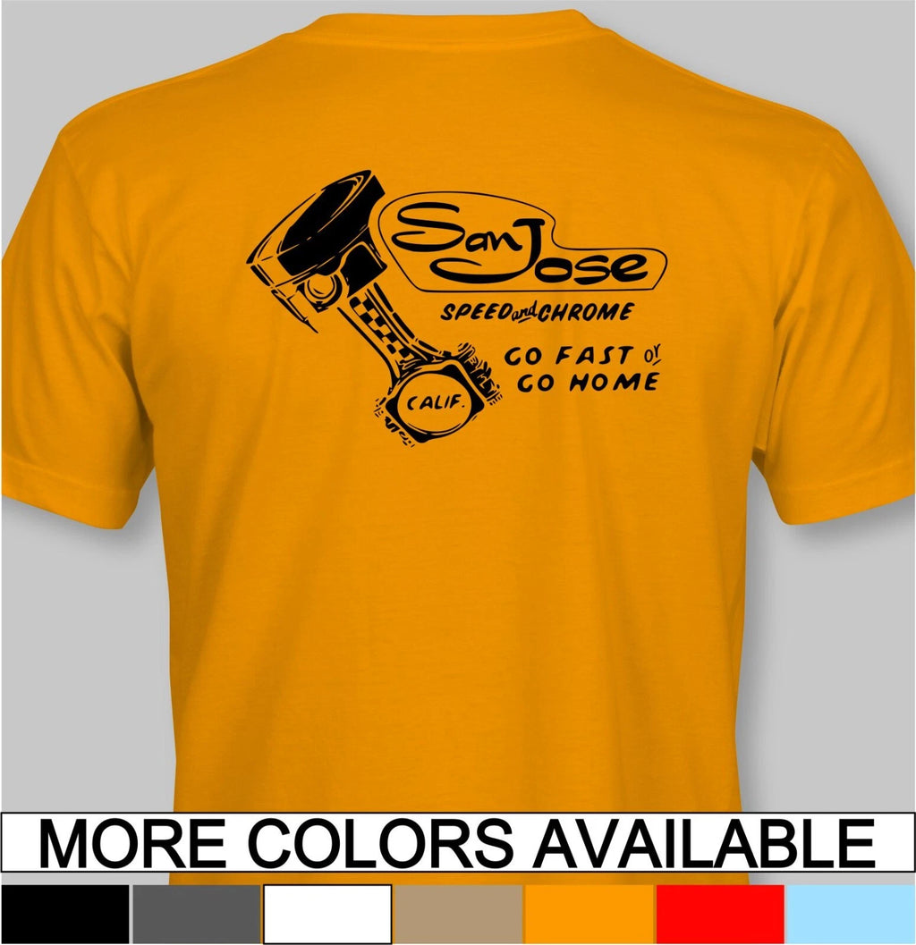 SAN JOSE SPEED & CHROME SHOP Retro T-Shirt  california hot rat rod car