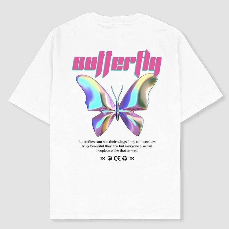 Butterfly Y2K Graphic Oversized T-Shirt – Trendy Vintage Aesthetic Tee