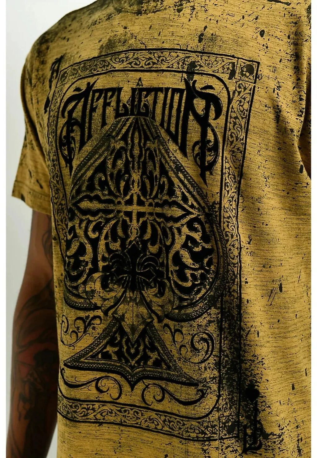 Affliction Men's “HIGH STAKES” Short Sleeve Premium Quality Flocked T-Shirt; NWT