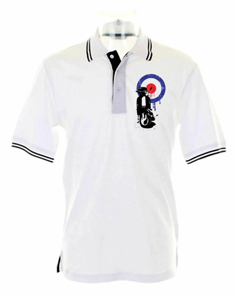 MOD TARGET SCOOTER TIPPED POLO T-SHIRT - The Who Jam Scooters