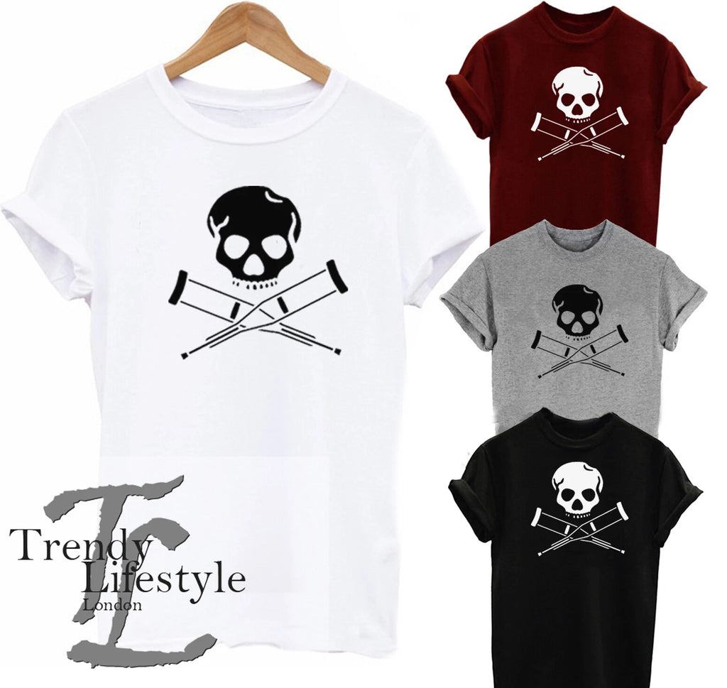 HALLOWEEN JACKASS SKULL GHOST STUNT TRENDY GEEK FUNNY UNISEX  COTTON T-SHIRT