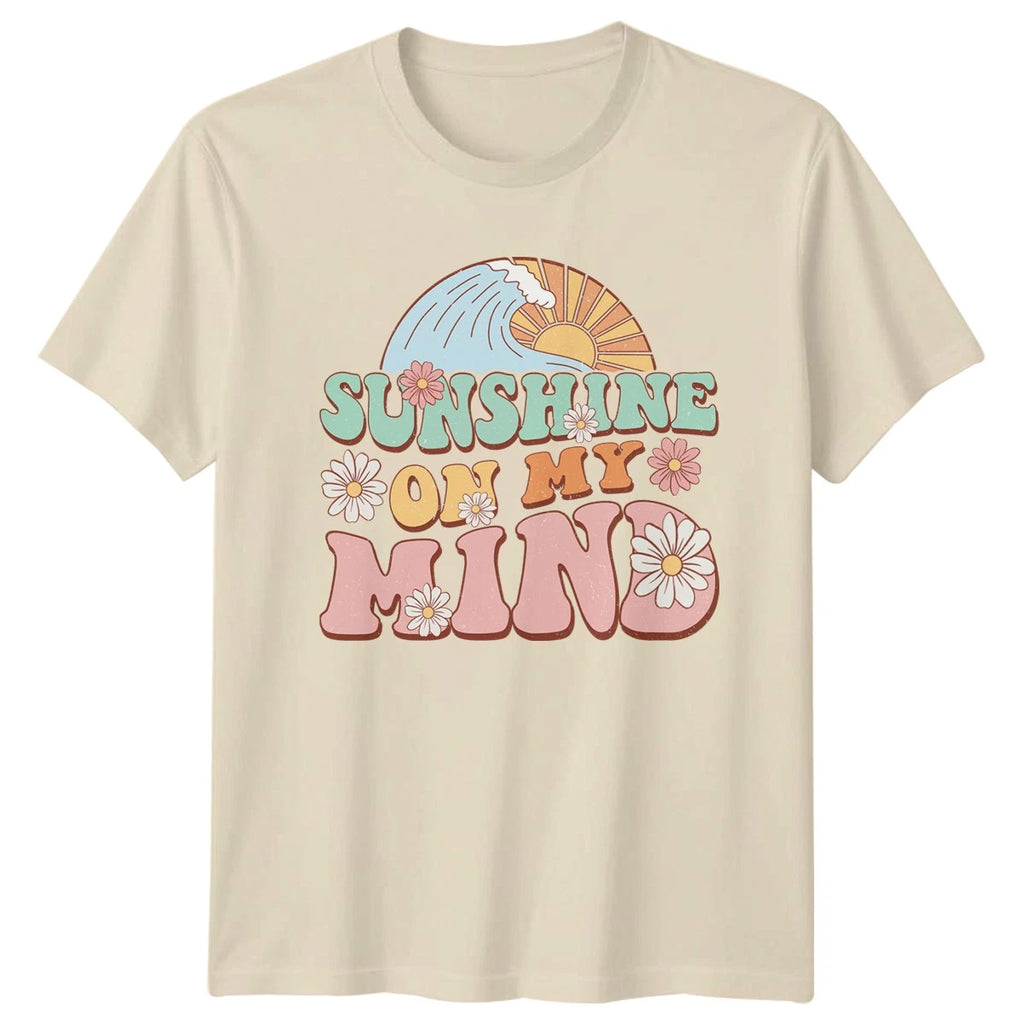 Sunshine On My Mind Womens T-Shirt Retro Beach Summer Holiday Gift For Her