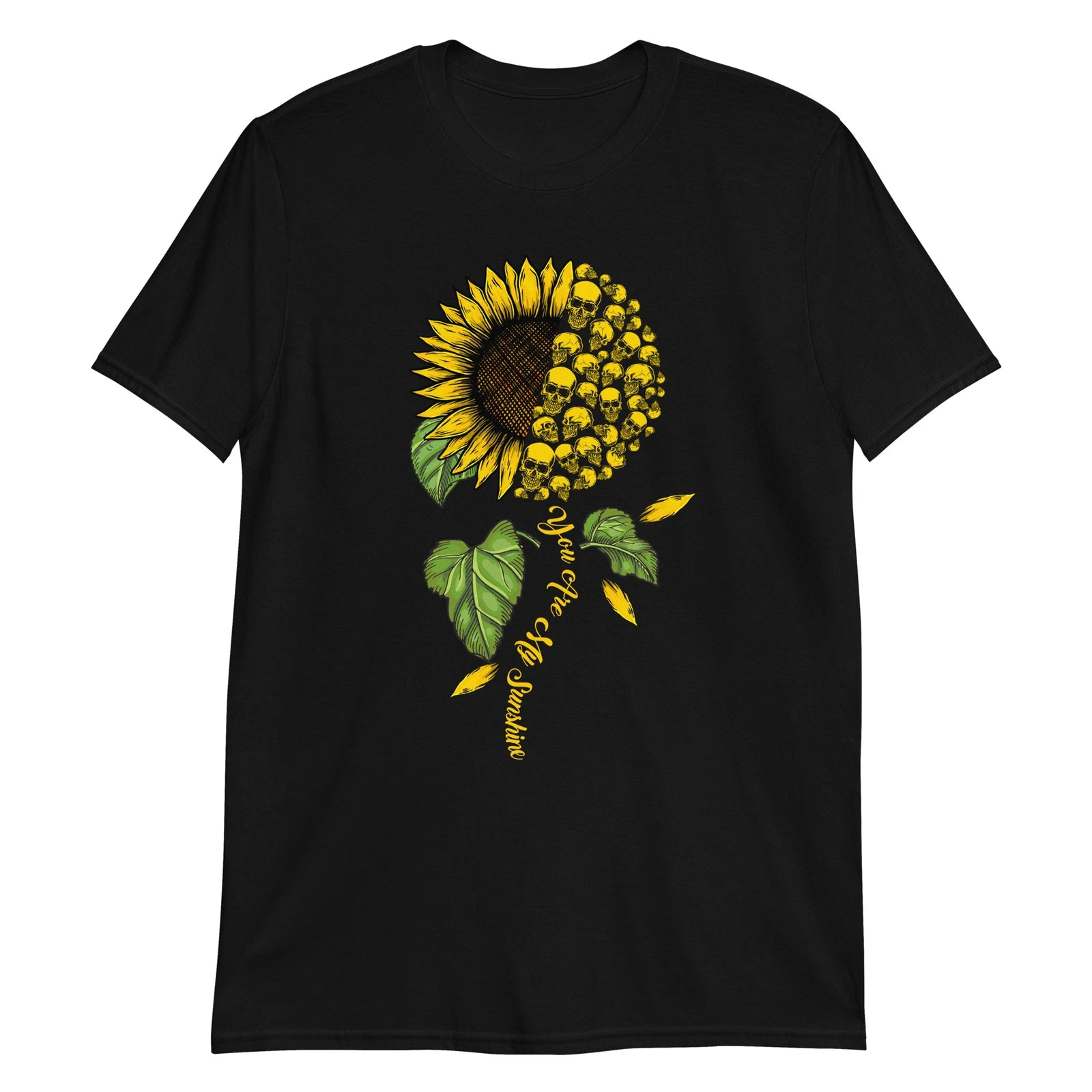 Gothic Sunflower Skull Unisex T-Shirt, Rock, Metal, Horror, Death, Grunge, Biker