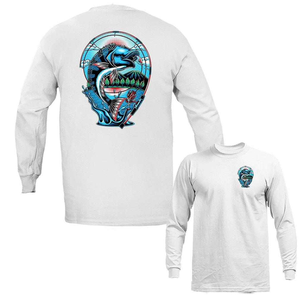 Mountain Lake Bass Fishing Adventure Outdoor Sport Long Sleeve T-shirt