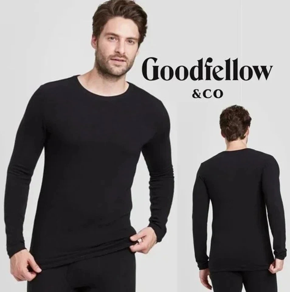 Goodfellow & Co Men's S 34/36 Black Premium Ultra Soft Thermal Long Sleeve Shirt