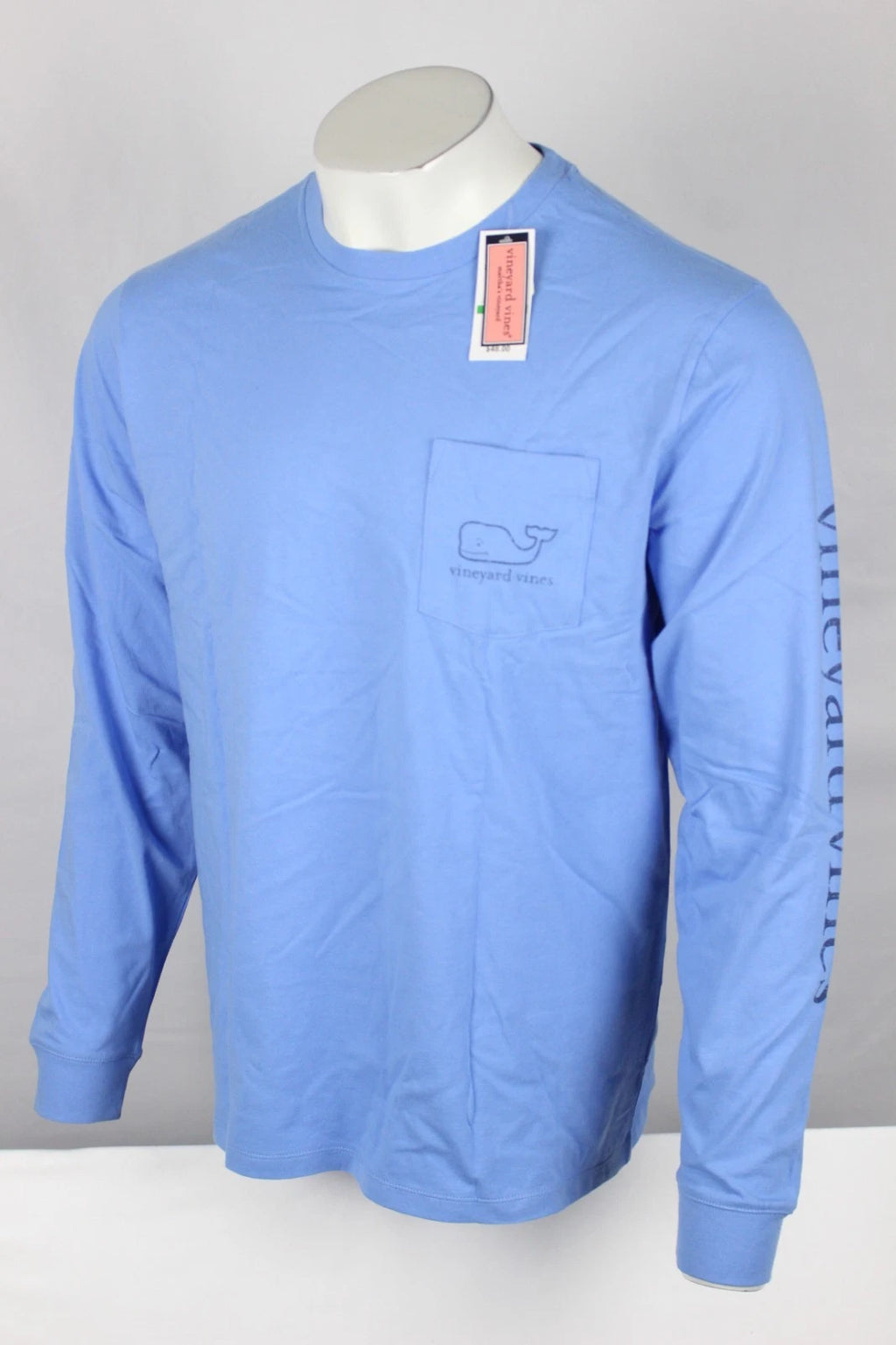Vineyard Vines Men's Long Sleeve Vintage Whale Pocket Tee T Shirt L Bayside Blue