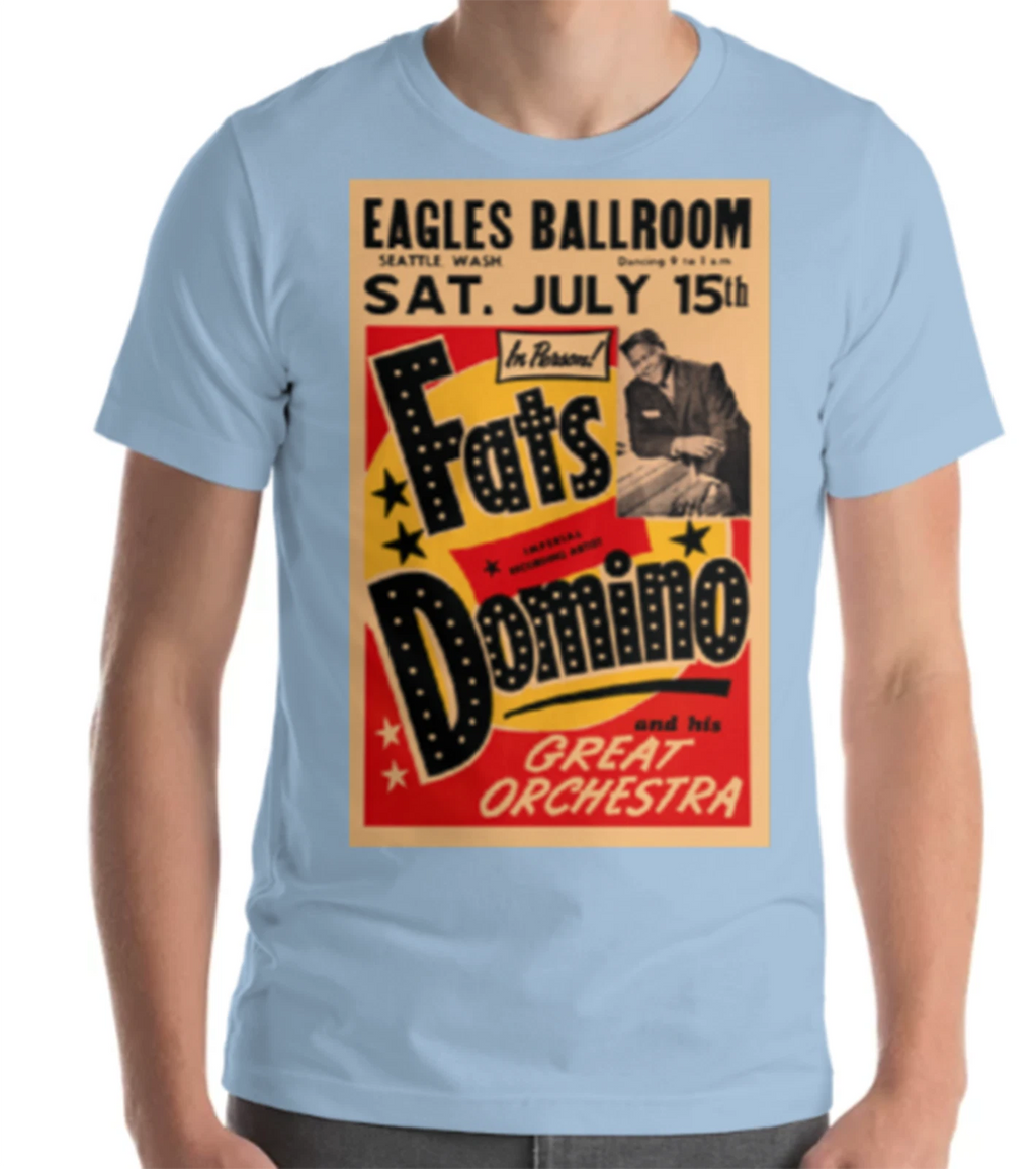 Fats Domino July 15, 1961 Seattle Concert Poster Short-Sleeve Unisex T-Shirt