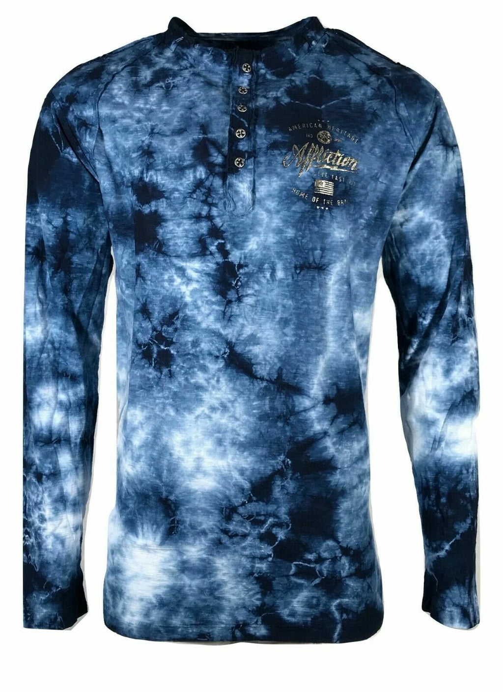 AFFLICTION Men's Long Sleeve T-shirt BRAVE HERITAGE Blue/Welch Biker S-2XL