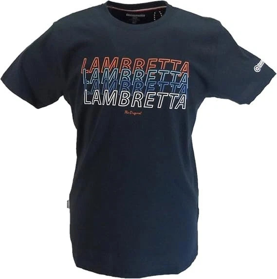 Lambretta Mens Original Logo Crew Neck Short Sleeve Retro T-Shirt Navy Medium