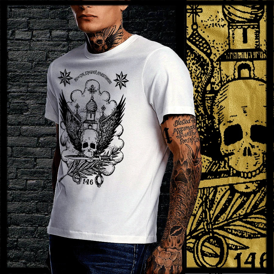 Russian Mob T-Shirt Mafia Tattoo Gangster Urban Streetwear Prison star tee