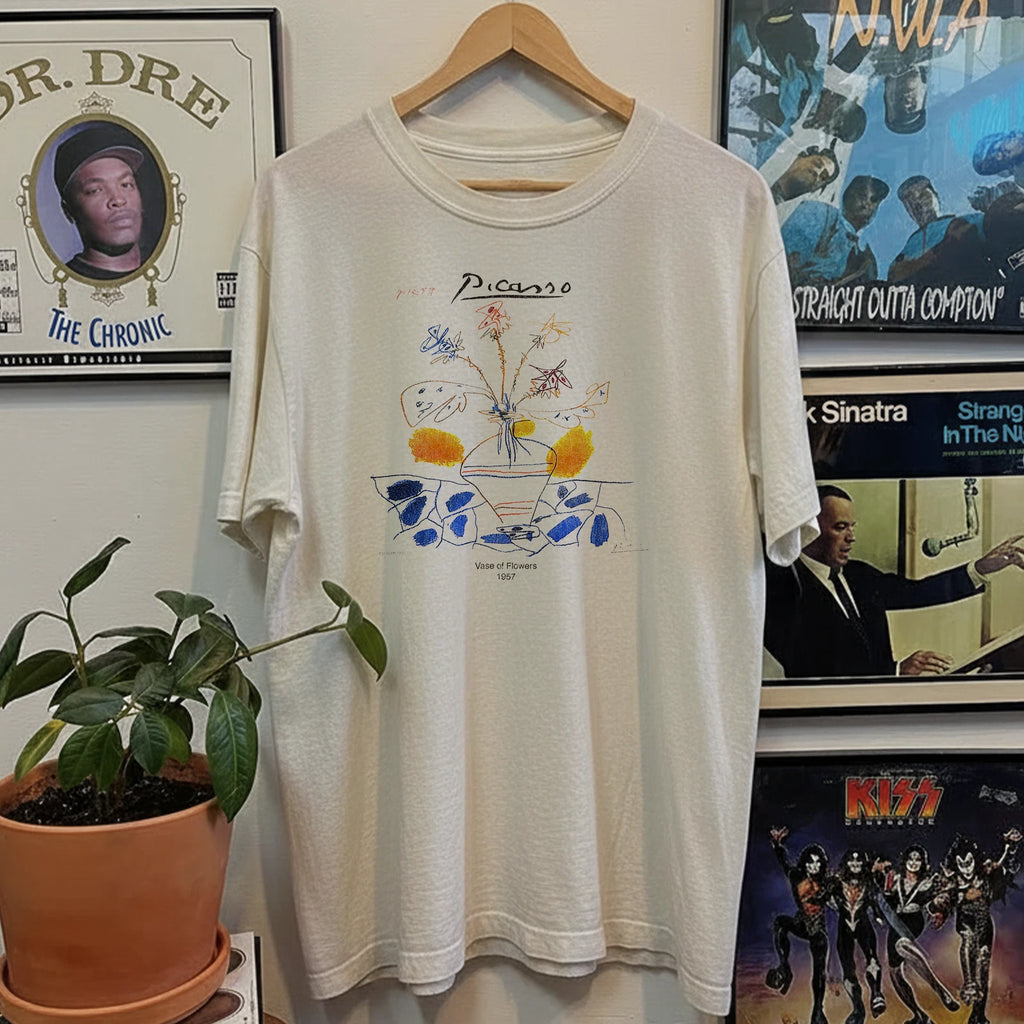 Rare Picasso Vase of Flowers Washed T-Shirt White L