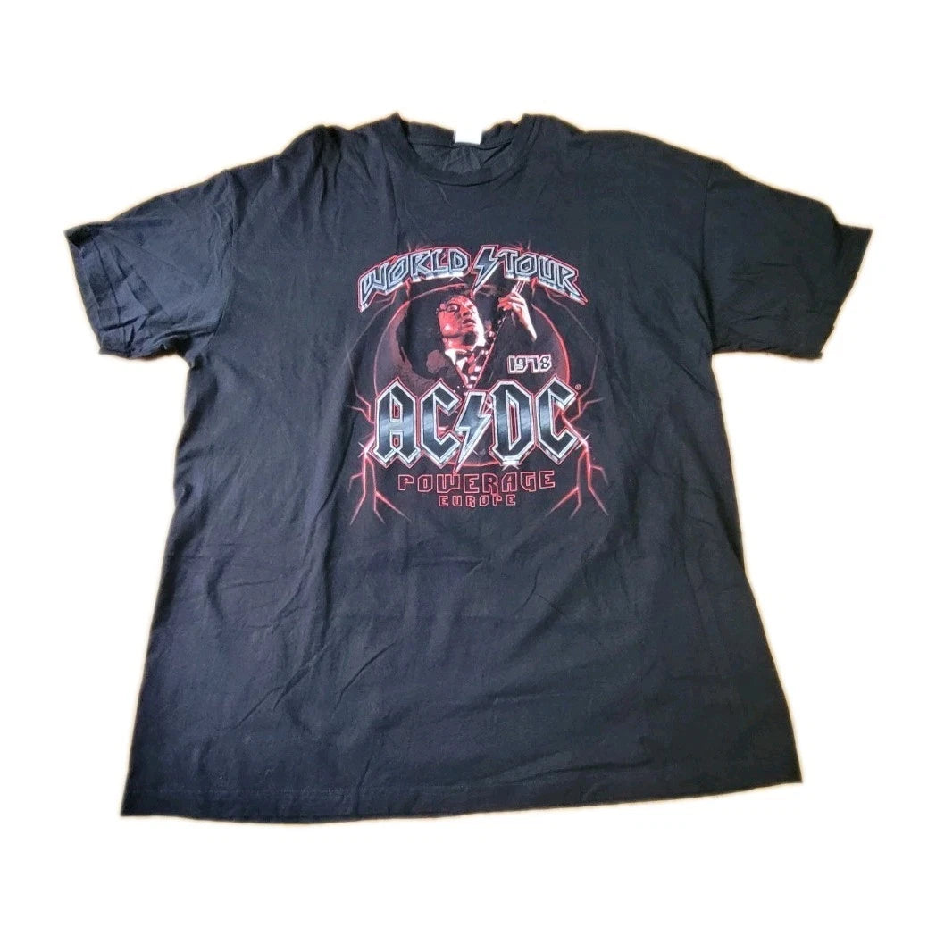 Vintage Y2k Acdc World Tour Powerage Europe T Shirt Men's Size XL Black Anthill