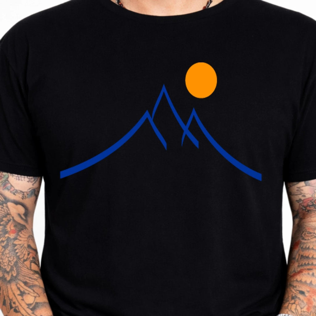 Minimalist Mountain Graphic T-Shirt Outdoor Nature Adventure Tee Hiking Sunset