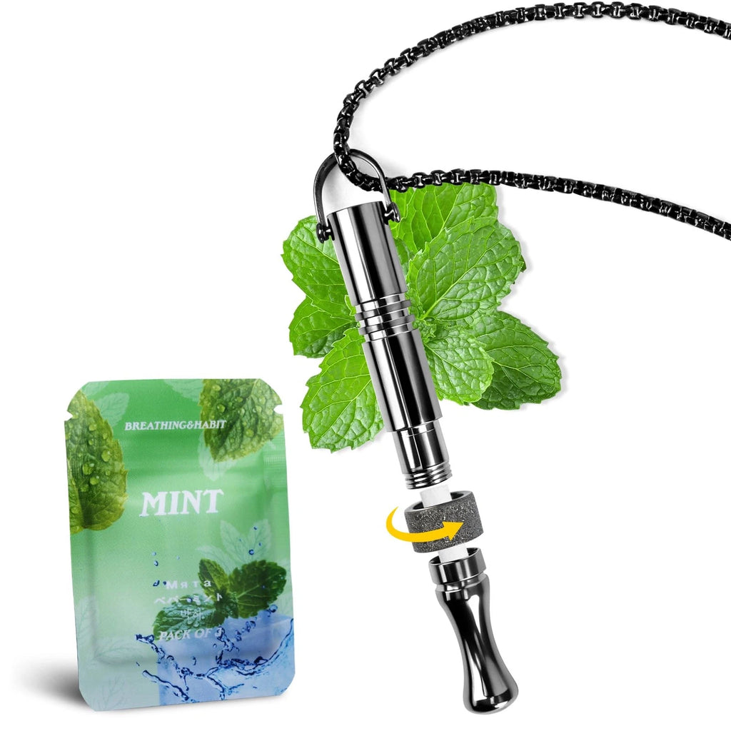 Stop Smoking Aid Device with Fidget Ring and Mint Pods Wearable Necklace