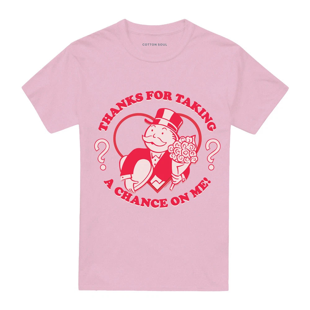MONOPOLY TAKE A CHANCE ON ME ADULTS T-SHIRT S-3XL, LIGHT PINK