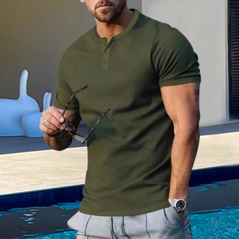 Men's Summer Loose Fit Solid Color Cotton T-shirt Short Sleeve Casual Streetwear